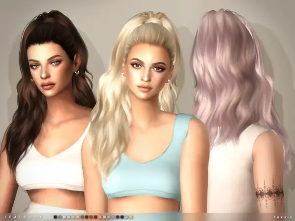 The Sims Resource: Jealousy Hair by toksik for Sims 4