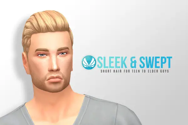 Simsational designs: Sleek and Swept Hair for him for Sims 4
