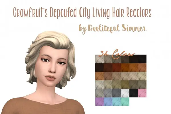 Deelitefulsimmer: Growfruit depoufed City Living hair for Sims 4