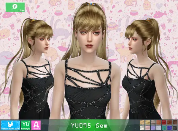 NewSea: Yu 095 Gem hair for Sims 4