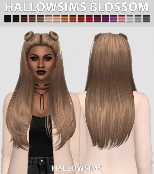 Sims 4 Hairs ~ Hallow Sims: HallowSims Blossom ( 2 Versions )