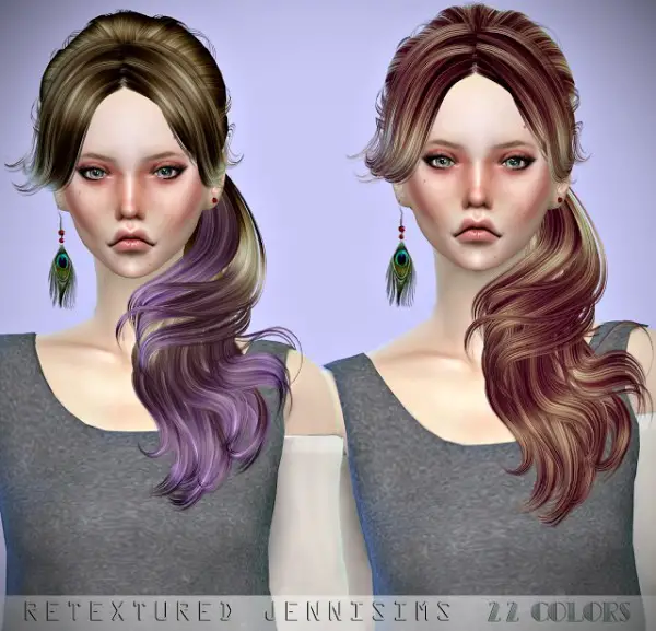 Jenni Sims: Newsea Crow and Liela hairs retextured for Sims 4