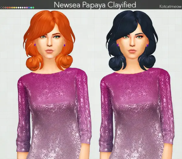 Kot Cat: Newsea`s Papaya hair retextured for Sims 4