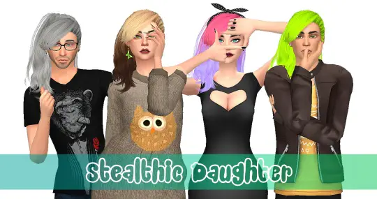 Stardust: Stealthic` s Daughter hair retextured for Sims 4