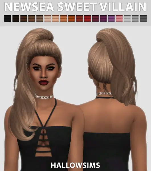 Sims 4 Hairs ~ Hallow Sims: Newsea`s Sweet Villain hair retextured