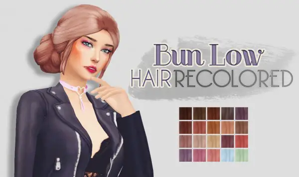 Whoohoosimblr: Bun low hair recolored for Sims 4
