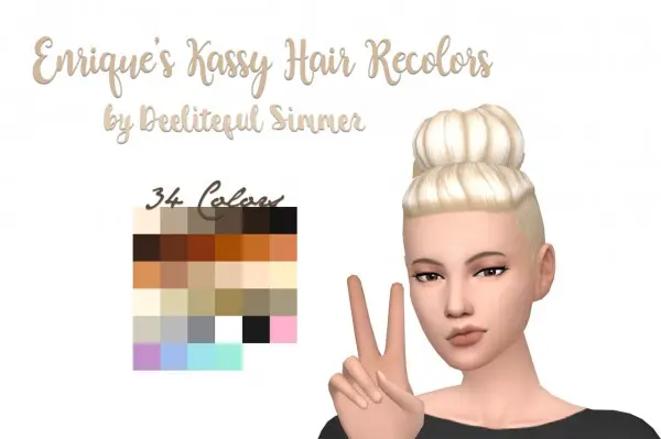Deelitefulsimmer: Enrique`s Kassy hair recolored for Sims 4