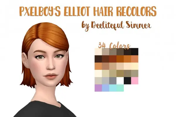 Deelitefulsimmer: Eliot hair recolored for Sims 4