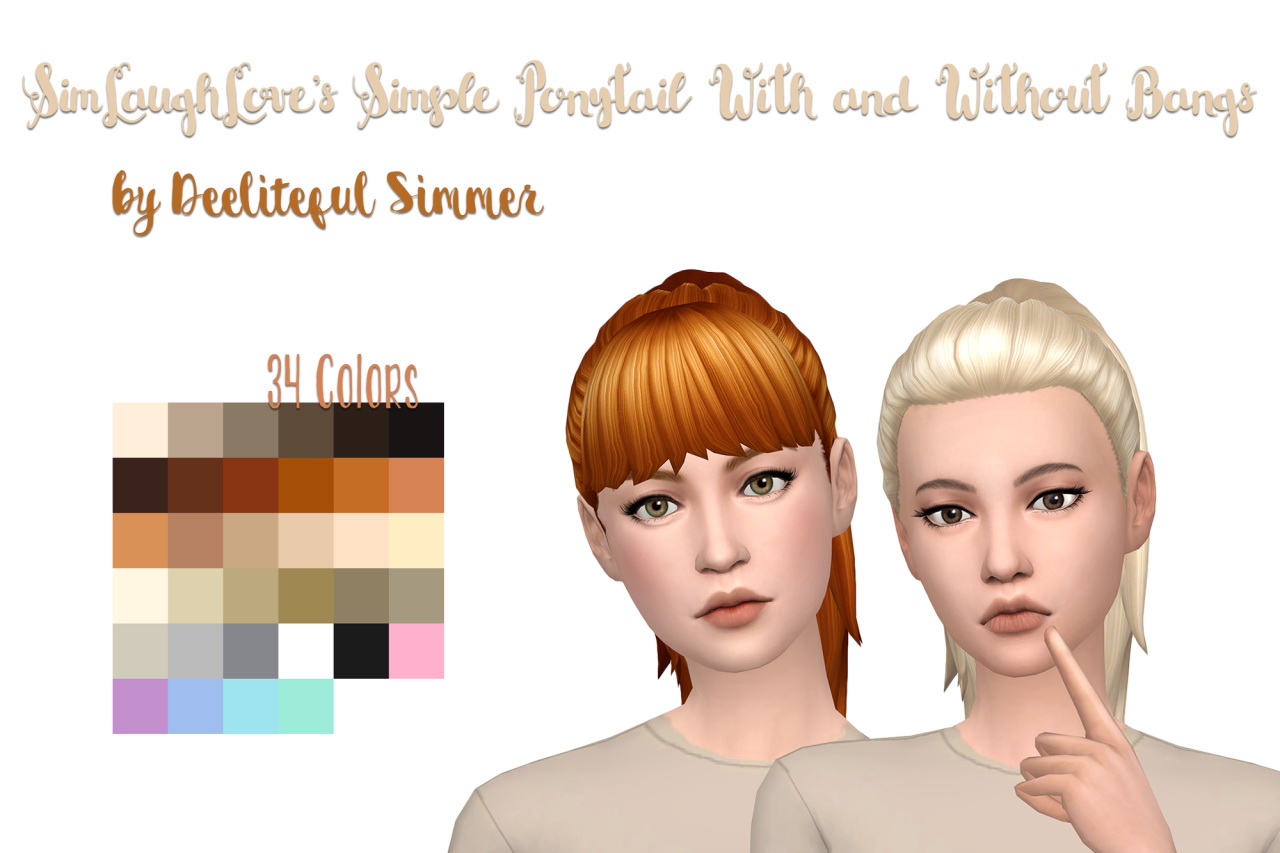 Deelitefulsimmer: Simple ponytail with and without bangs hair - Sims 4 ...