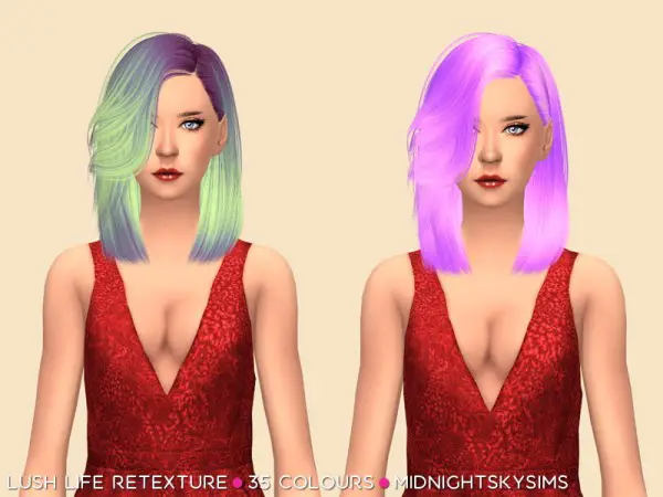 Simsworkshop: Lush Life Unnatural hair retextured by midnightskysims for Sims 4