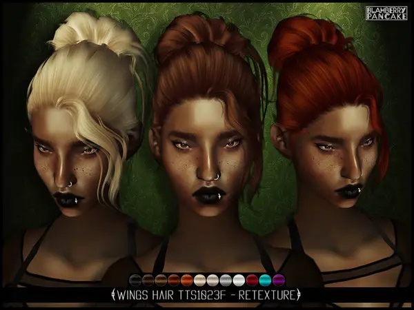 The Sims Resource: Wings Hair TTS1023 F retextured by Blahberry Pancake for Sims 4