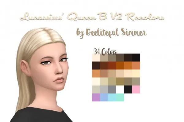 Deelitefulsimmer Queen B Hair Recolor V2 Sims 4 Hairs