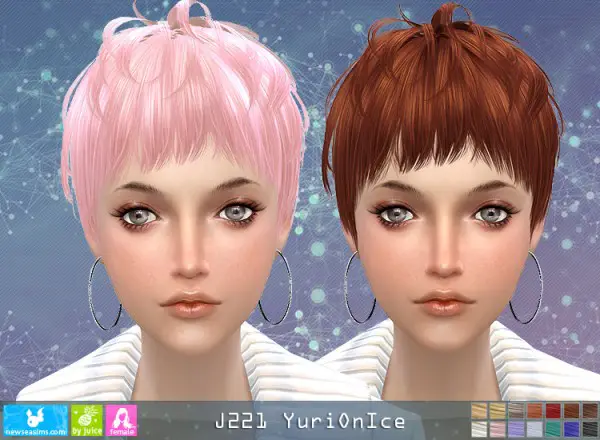 NewSea: Y221 Yuri On Ice hair for her for Sims 4