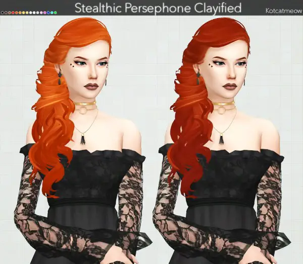Kot Cat: Stealthic`s Persephone Hair Clayified for Sims 4