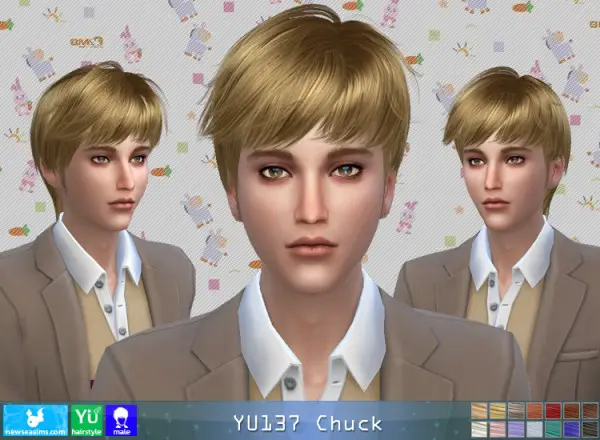 NewSea: YU137Chuck hair for Sims 4