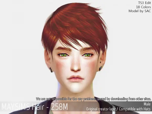 MAY Sims: MAY 258M hair retextured for Sims 4
