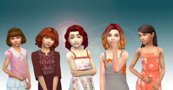 Mystufforigin: Girls Medium Hair Pack 3 for Sims 4