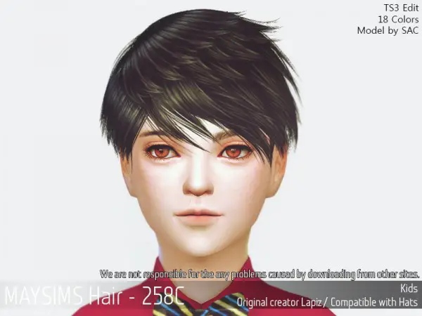 MAY Sims: May Hair 258C hair retextured for Sims 4