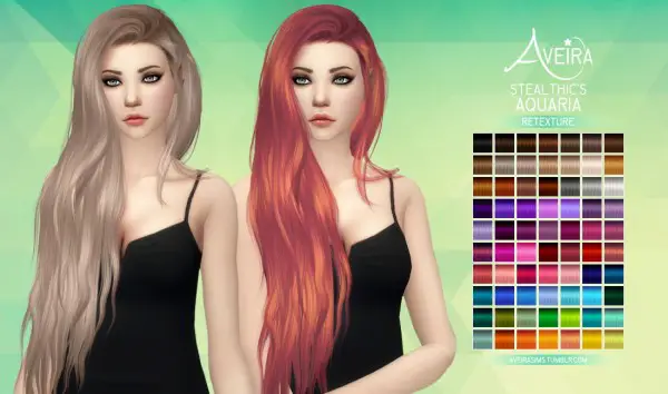 Aveira Sims 4: Stealthic’s Aquaria hair retextured for Sims 4