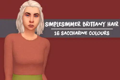 Hanjisims: Simplesimmer`s Brittany hair recolored for Sims 4