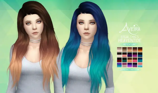 Aveira Sims 4: Stealthic’s Heaventide hair retextured for Sims 4