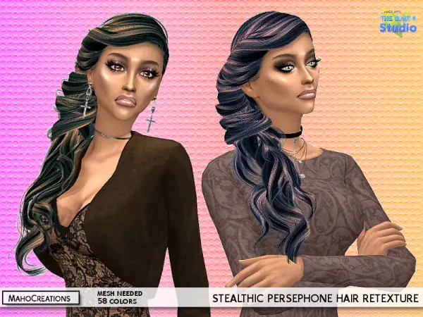 The Sims Resource: Stealthic`s Persephone Hair Retextured for Sims 4
