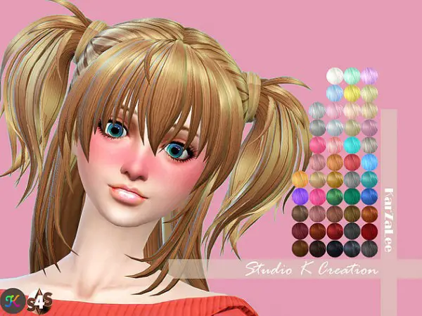 Studio K Creation: Animate hair 73   Hina for Sims 4