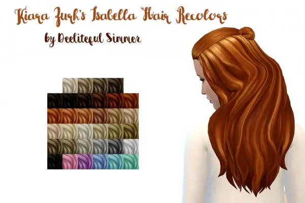 Deelitefulsimmer: Kiara`s Isabella hair for Sims 4