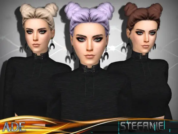 The Sims Resource: Stefanie without Bangs hair by Ade Darma for Sims 4