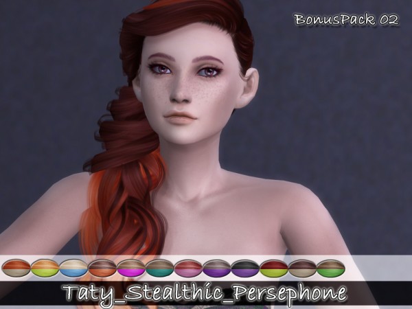 Simsworkshop: Stealthic`s Persephone hair retextured by Taty for Sims 4