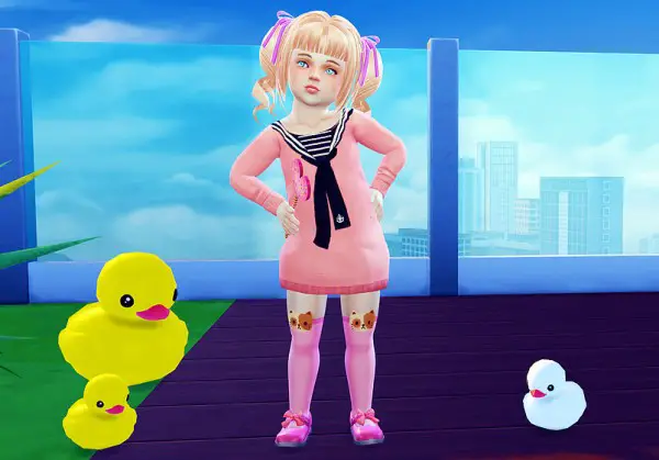 Studio K Creation: Animate hair 23 momo   toddler version for Sims 4