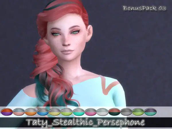 Simsworkshop: Stealthic`s Persephone hair retextured 03 by Taty for Sims 4