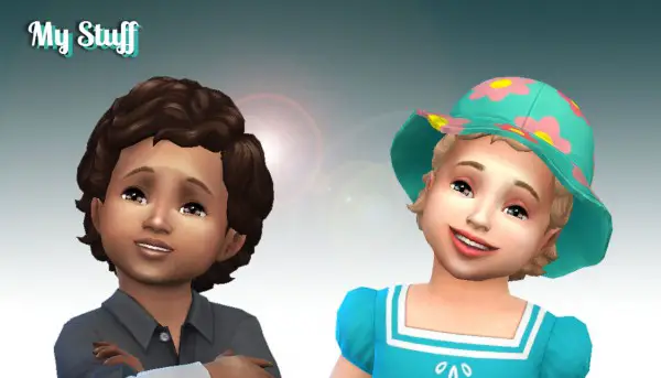 Mystufforigin: Medium Curly Conversion for Toddlers for Sims 4