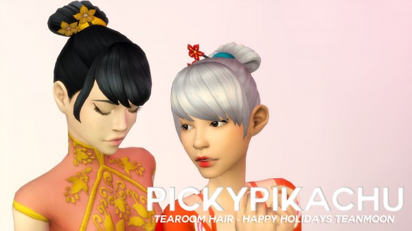 Pickypikachu: Tearoom Hair   Another Secret Santa Hair for Sims 4