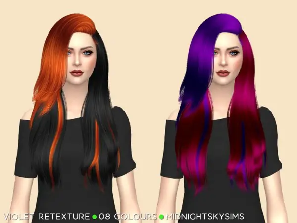Simsworkshop: Violet Splittone hair retextured for Sims 4