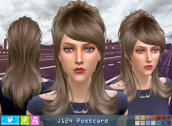 NewSea: J124 Postcard hair for Sims 4