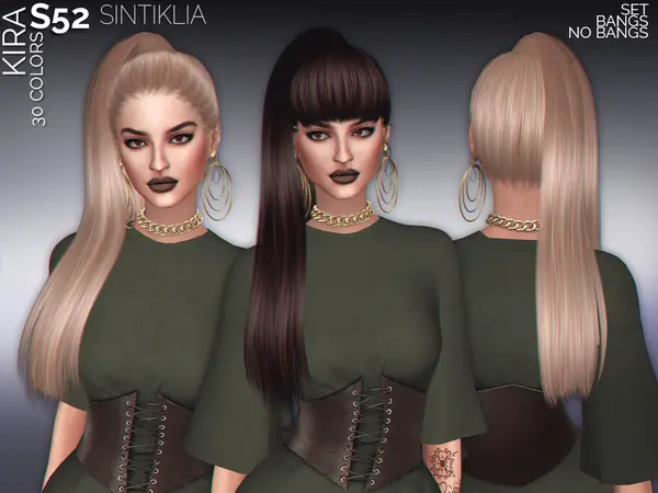 The Sims Resource: Hair set s52 Kira by Sintilklia for Sims 4