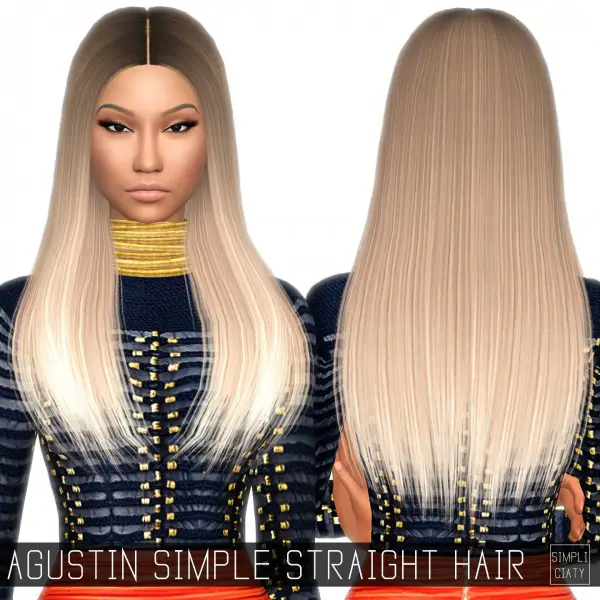 Simpliciaty: Augustin simple straight hair retextured for Sims 4