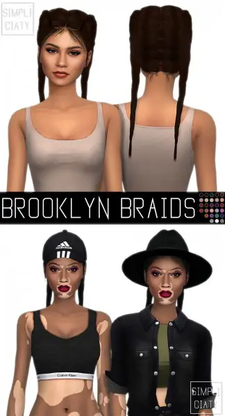 Simpliciaty: Brooklyn braids hair retextured for Sims 4