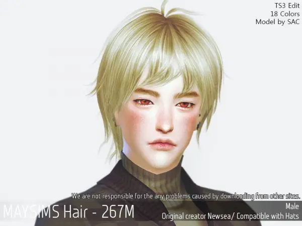 MAY Sims: May 267M hair retextured for Sims 4