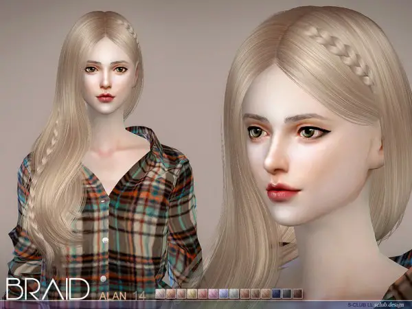 The Sims Resource: Helen braid hair by S club for Sims 4