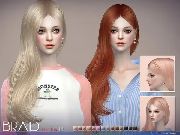 The Sims Resource: Helen braid hair by S club for Sims 4