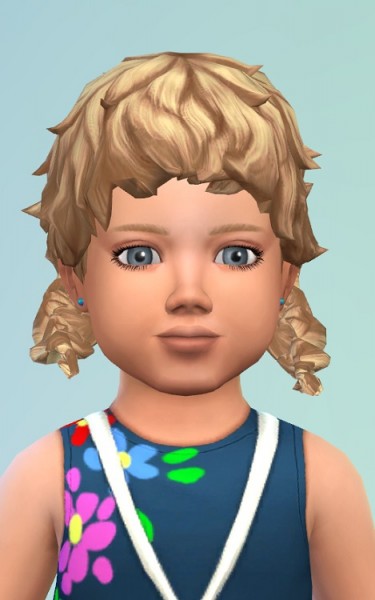 Birksches sims blog: Toddler Curl Pigtails hair for Sims 4