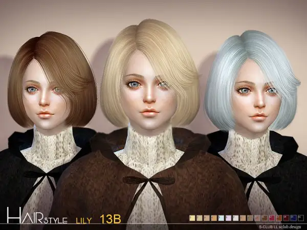 The Sims Resource: Lily n13B hair by S Club for Sims 4