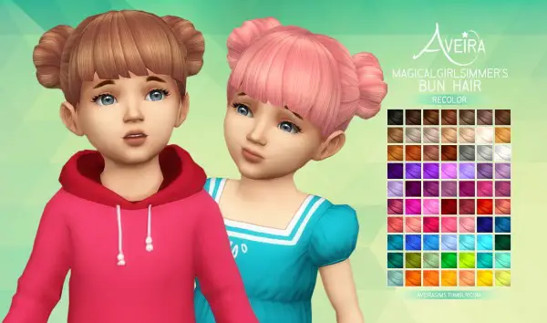 Aveira Sims 4: Magicalgirlsimmer’s Bun Hair   Recolor for Sims 4
