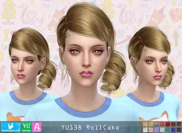 NewSea: YU138 Roll Cake hair for Sims 4
