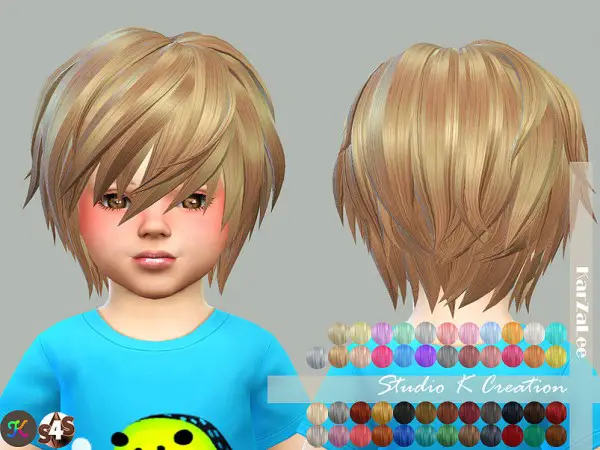 Studio K Creation: Animate hair 27 RIN toddler version for Sims 4