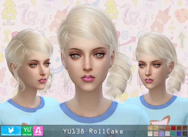 NewSea: YU138 Roll Cake hair for Sims 4