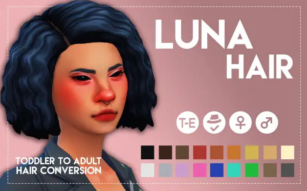 Simsworkshop: Luna Hair   Toddler to Adult Conversion by Weepingsimmer for Sims 4