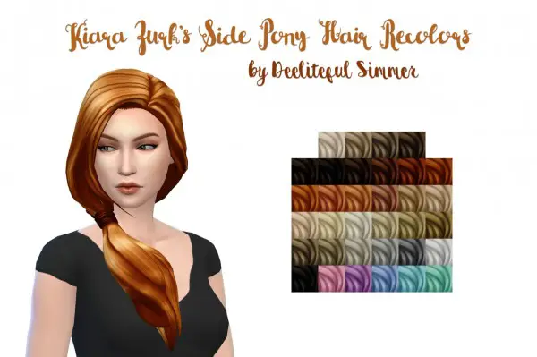 Deelitefulsimmer: Side Pony hair retextured for Sims 4